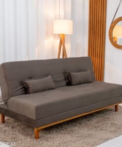 Sofá Cama Madrid Veludo Marrom 2263 Larg. 1.80m - Molas Bonnel