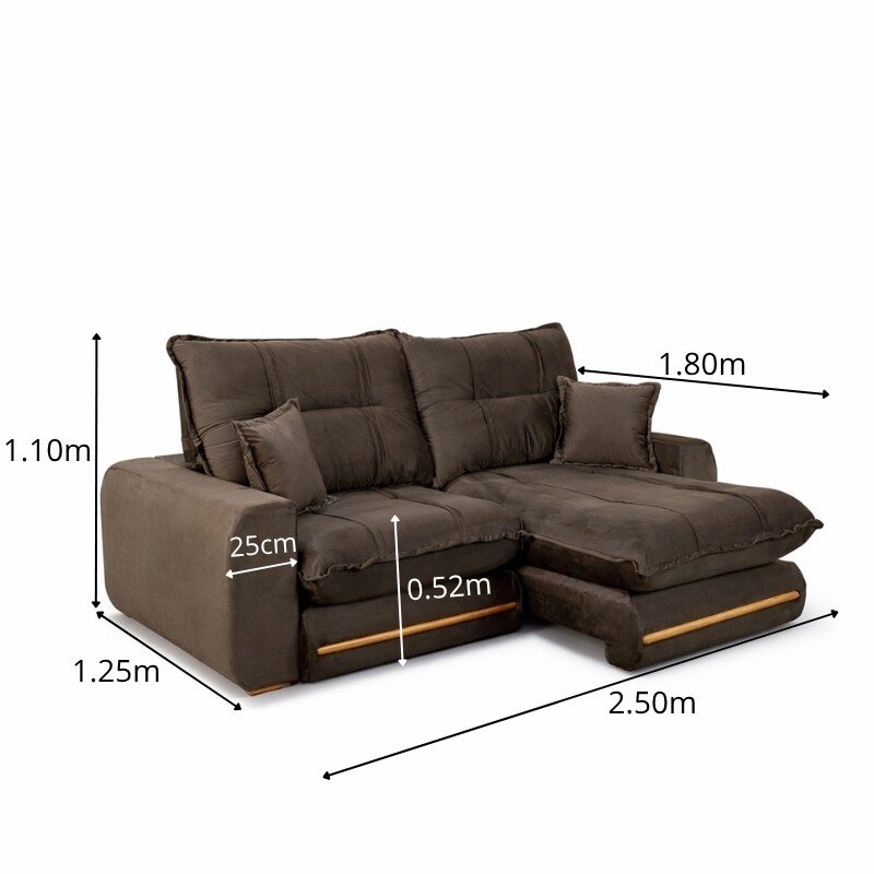 Sofá Retrátil Reclinável Itauna 2.50m Chenille Grafite 573 D28 Soft - Molas Ensacadas - Imagem 19