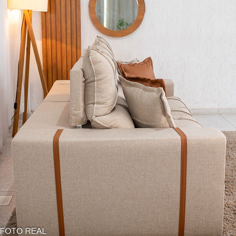 Sofá Retrátil Reclinável Gran Bello 2.00m Linho Bege - Molas Ensacadas - Imagem 10