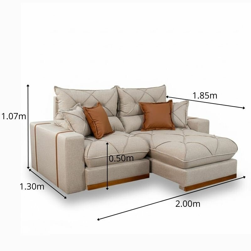 Sofá Retrátil Reclinável Gran Bello 2.00m Linho Bege - Molas Ensacadas - Imagem 2