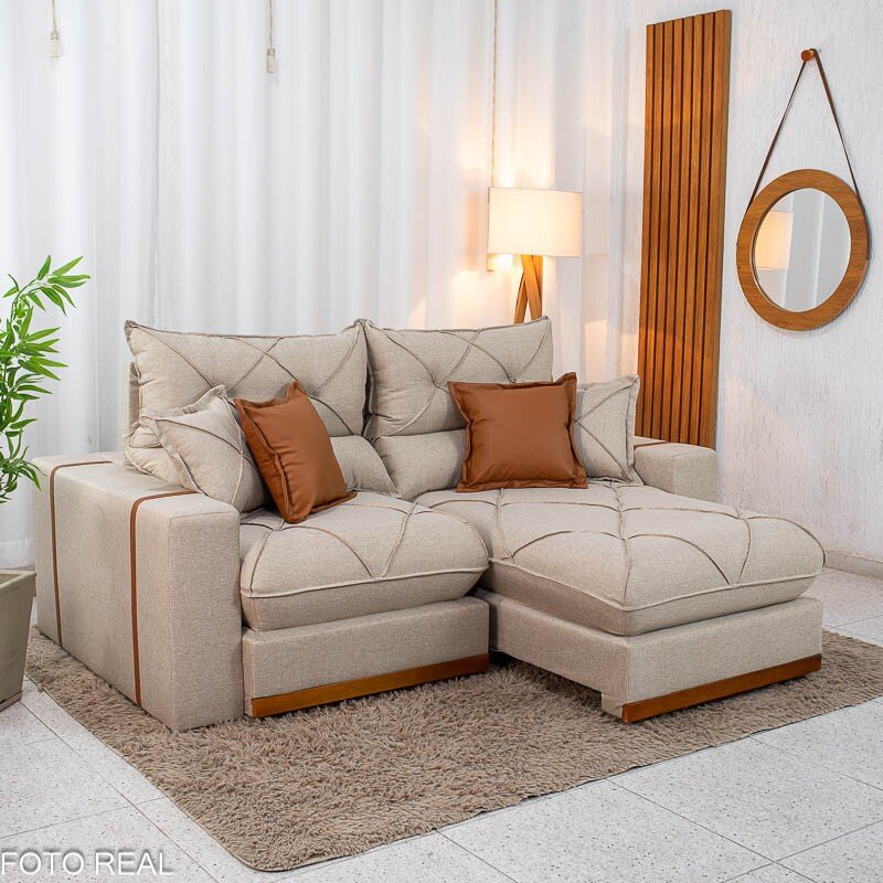 Sofá Retrátil Reclinável Gran Bello 2.00m Linho Bege - Molas Ensacadas - Imagem 4