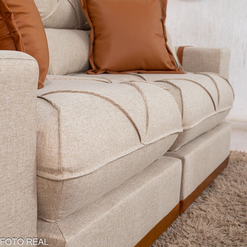 Sofá Retrátil Reclinável Gran Bello 2.00m Linho Bege - Molas Ensacadas - Imagem 8