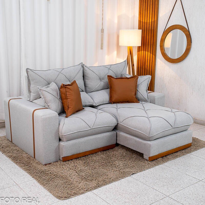 Sofá Retrátil Reclinável Gran Bello 2.00m Linho Cinza 31 - Molas Ensacadas Pocket - Imagem 4