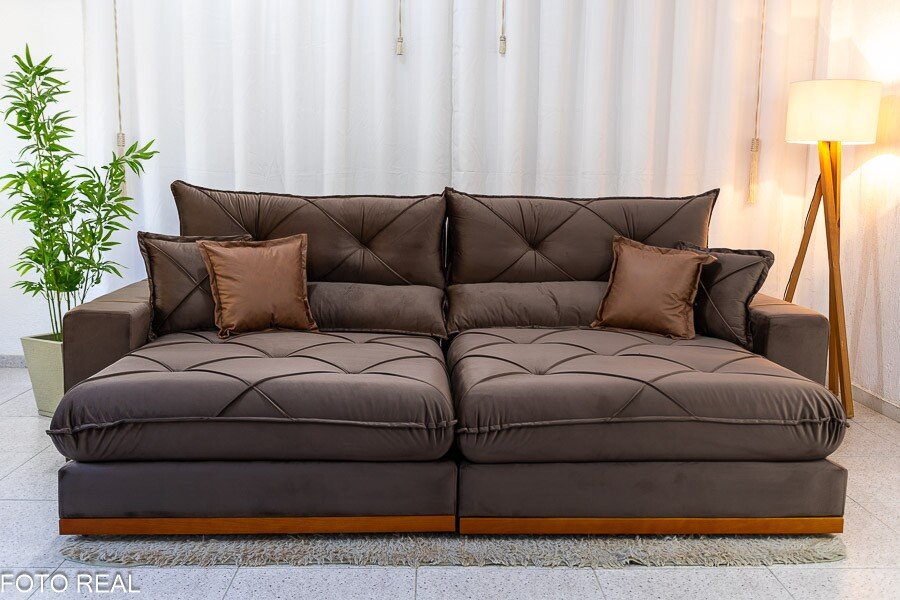 Sofá Retrátil Reclinável Verona 2.90m Linho Marrom D28 Soft - Molas Ensacadas - Imagem 17