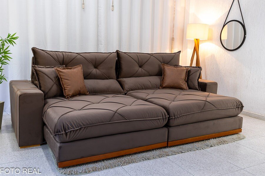 Sofá Retrátil Reclinável Verona 2.90m Linho Marrom D28 Soft - Molas Ensacadas - Imagem 16