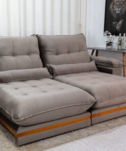 Sofá Retrátil Reclinável Ibis Veludo Cinza 813 Larg. 2.50m - D33 e Molas Ensacadas