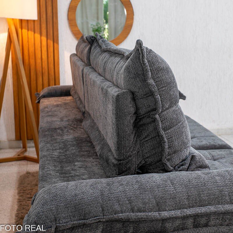 Sofá Retrátil Reclinável Itauna 2.50m Chenille Grafite 573 D28 Soft - Molas Ensacadas - Imagem 11