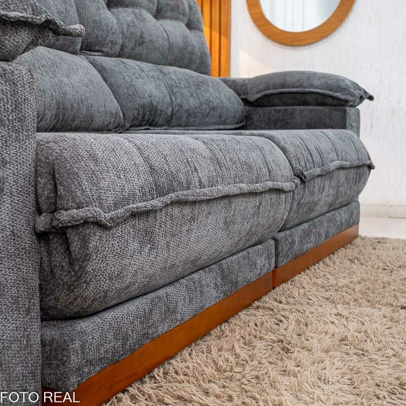 Sofá Retrátil Reclinável Itauna 2.50m Chenille Grafite 573 D28 Soft - Molas Ensacadas - Imagem 9