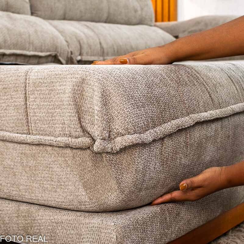 Sofá Retrátil Reclinável Itauna 2.90m Chenille Bege 574 D28 Soft - Molas Ensacadas - Imagem 10