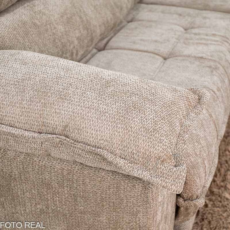 Sofá Retrátil Reclinável Itauna 2.90m Chenille Bege 574 D28 Soft - Molas Ensacadas - Imagem 8