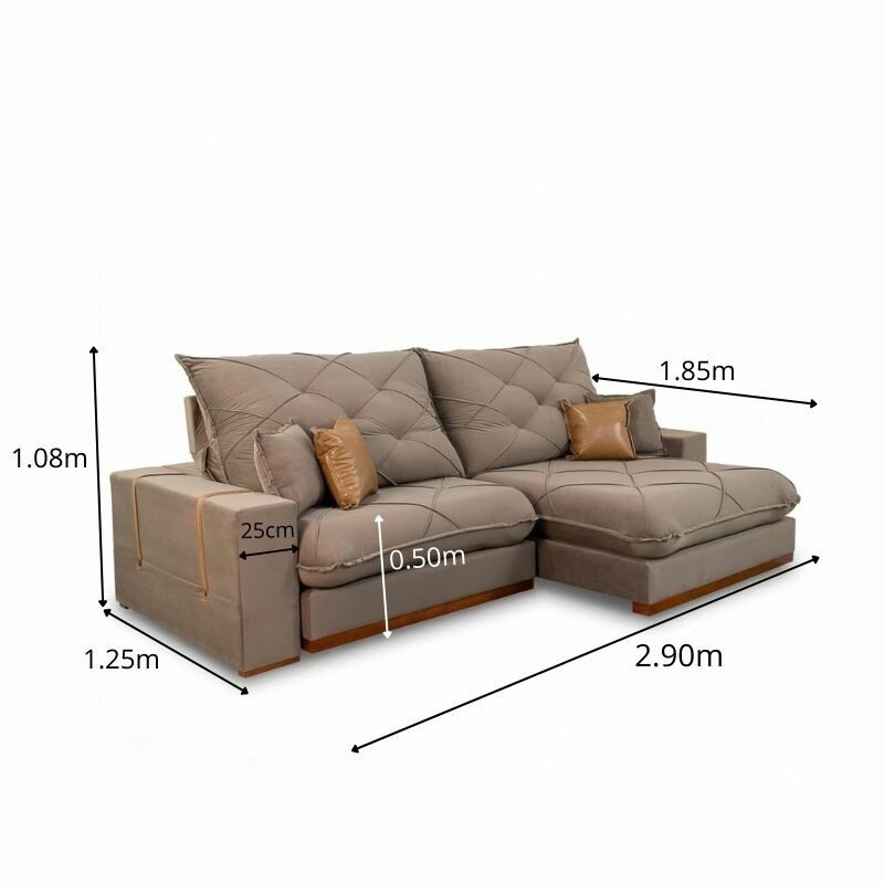 Sofá Retrátil Reclinável Gran Bello 2.90m Veludo Cinza 20 - Molas Ensacadas Pocket - Imagem 11