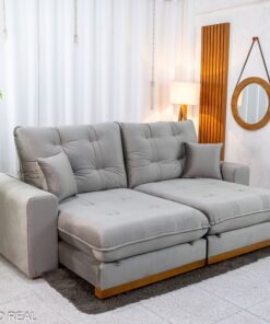 Sofá Retrátil Reclinável Ruah 2.50m Veludo Avelã 4052 - Molas Ensacadas