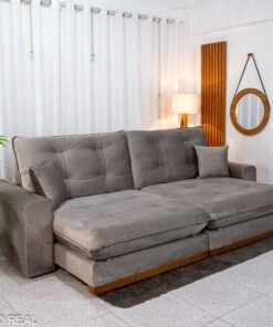 Sofá Retrátil Reclinável Ruah 2.90m Veludo Avelã 4052 - Molas Ensacadas