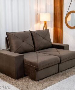 Sofá Retrátil Reclinável Tokio 2.00m Veludo Marrom - D28 Soft