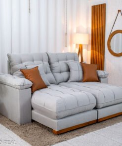 Sofá Retrátil Reclinável Verona 2.00m Linho Cinza Gelo 31 D28 Soft - Molas Ensacadas