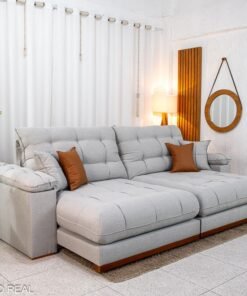 Sofá Retrátil Reclinável Verona 2.90m Linho Cinza Gelo 31 D28 Soft - Molas Ensacadas
