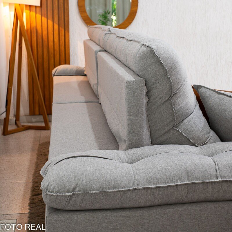 Sofá Retrátil Reclinável Verona 2.90m Linho Cinza Gelo 31 D28 Soft - Molas Ensacadas - Imagem 11