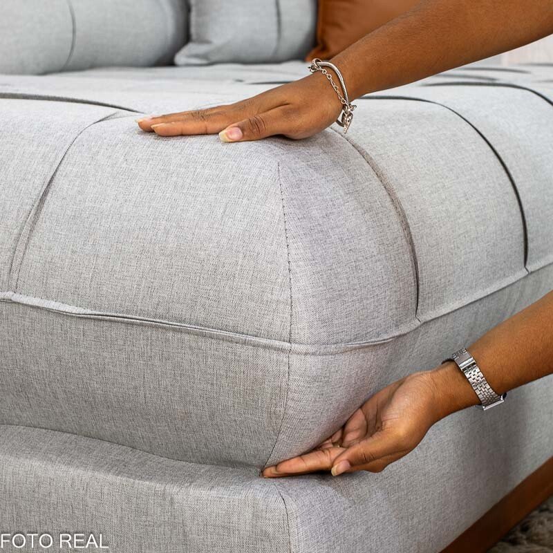 Sofá Retrátil Reclinável Verona 2.90m Linho Cinza Gelo 31 D28 Soft - Molas Ensacadas - Imagem 9