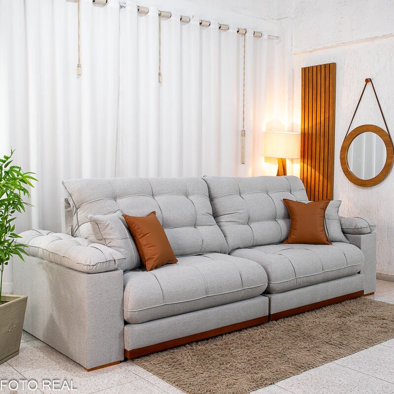 Sofá Retrátil Reclinável Verona 2.90m Linho Cinza Gelo 31 D28 Soft - Molas Ensacadas - Imagem 3