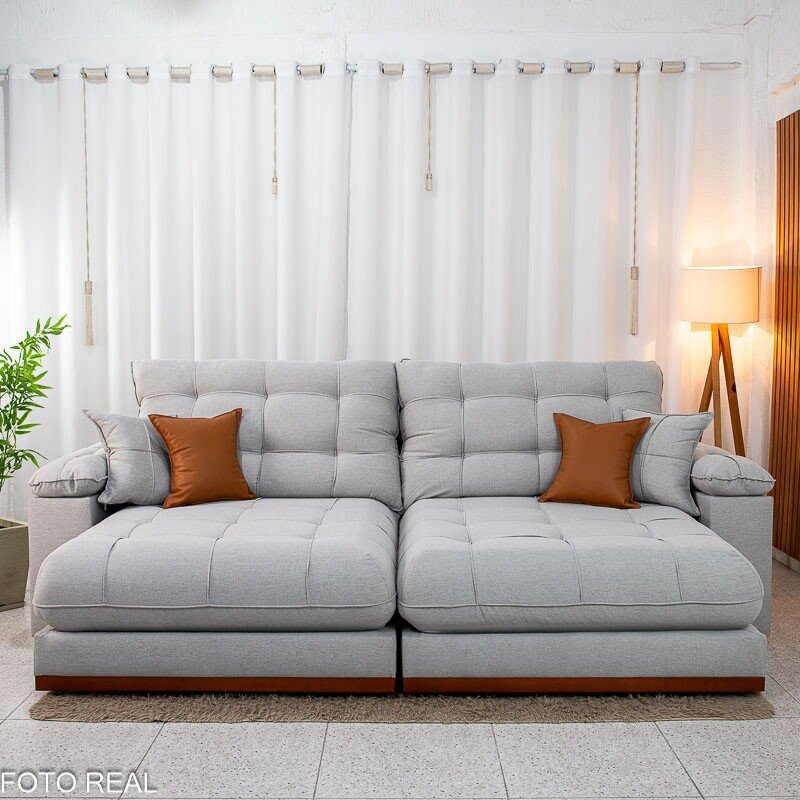 Sofá Retrátil Reclinável Verona 2.90m Linho Cinza Gelo 31 D28 Soft - Molas Ensacadas - Imagem 4