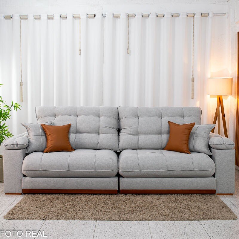 Sofá Retrátil Reclinável Verona 2.90m Linho Cinza Gelo 31 D28 Soft - Molas Ensacadas - Imagem 5