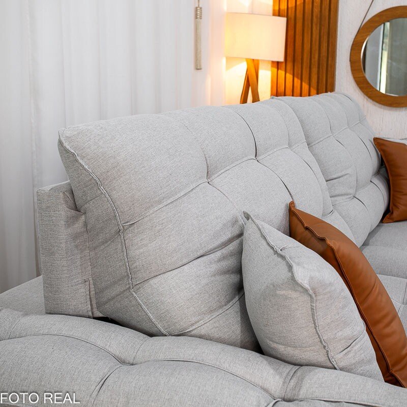 Sofá Retrátil Reclinável Verona 2.90m Linho Cinza Gelo 31 D28 Soft - Molas Ensacadas - Imagem 7