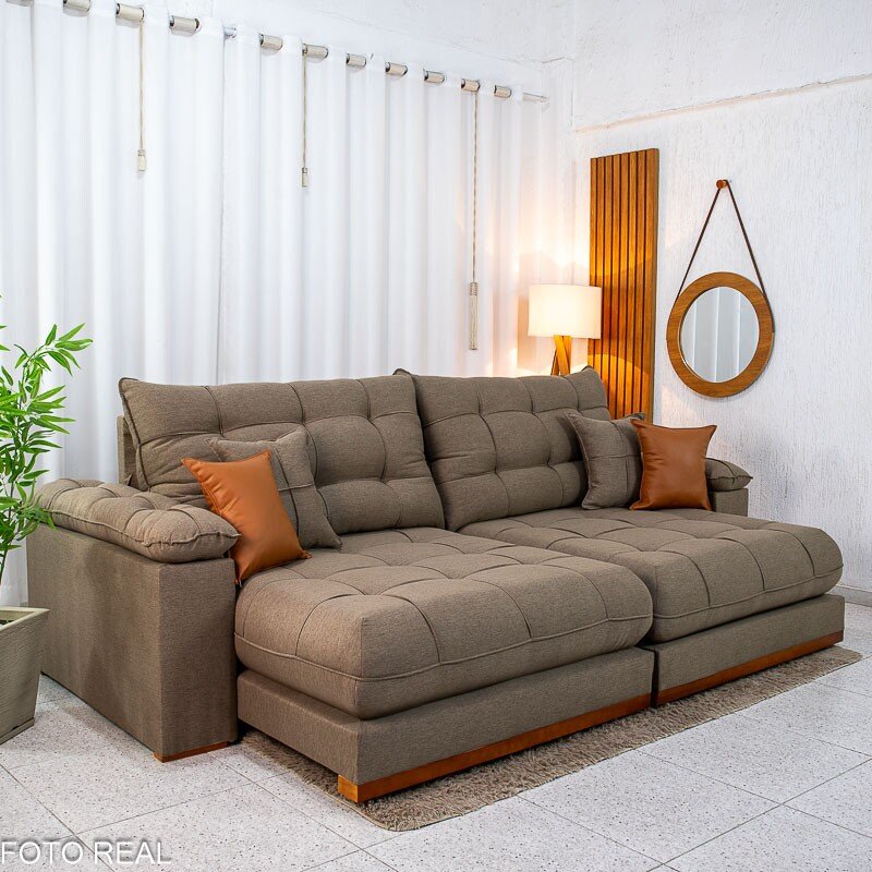 Sofá Retrátil Reclinável Gran Bello 2.90m Veludo Cinza 20 - Molas Ensacadas Pocket - Imagem 8