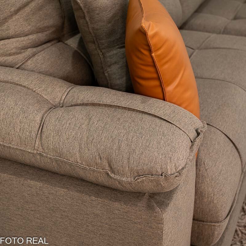 Sofá Retrátil Reclinável Verona 2.90m Linho Marrom D28 Soft - Molas Ensacadas - Imagem 8