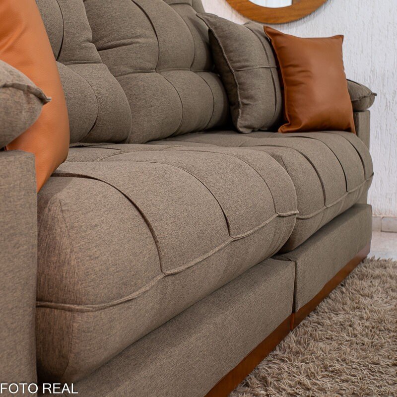 Sofá Retrátil Reclinável Verona 2.90m Linho Marrom D28 Soft - Molas Ensacadas - Imagem 9