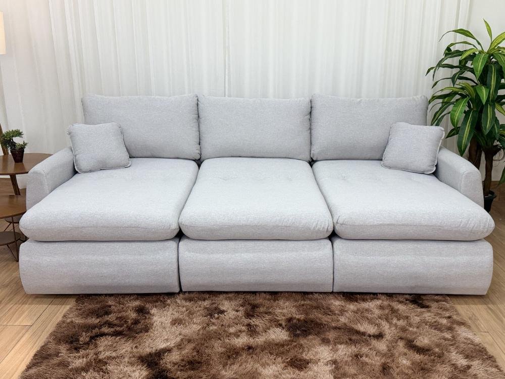 Sofá Cama Retrátil Reclinável Amaranto 2.70m 3 Módulos 80 - Cinza Linho - Imagem 13