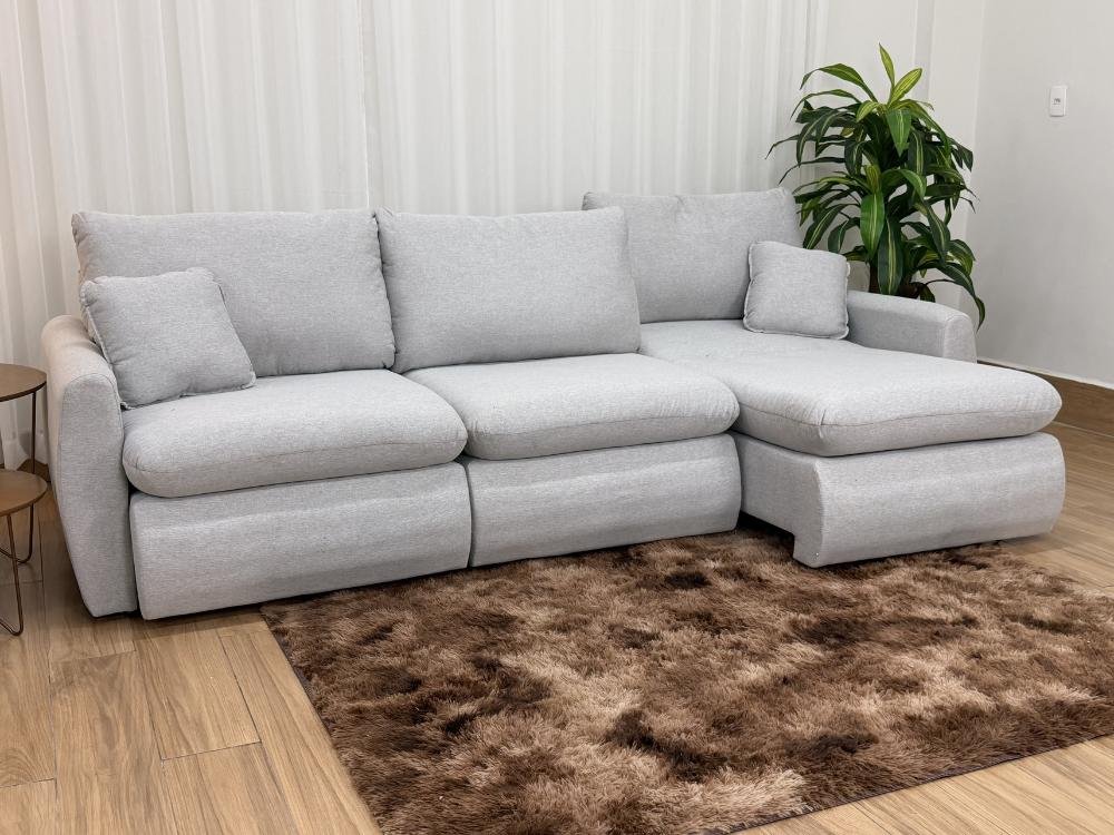 Sofá Cama Retrátil Reclinável Amaranto 2.70m 3 Módulos 80 - Cinza Linho - Imagem 2