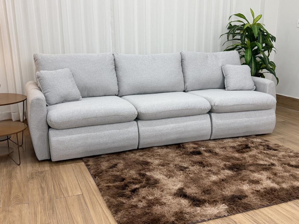 Sofá Cama Retrátil Reclinável Amaranto 2.70m 3 Módulos 80 - Cinza Linho - Imagem 4