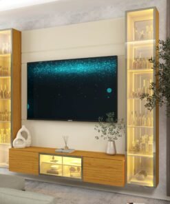 Home Suspenso até 85" Luminare Reflecta com Duas Torres 230 Off White/Naturale - GELIUS