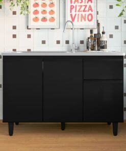 Balcão de cozinha França para pia 1,18 - Preto