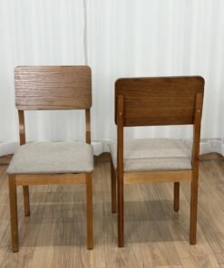 Conjunto Cadeiras de Madeira Ana 2 Unidades - Cinamomo/Bege Linho