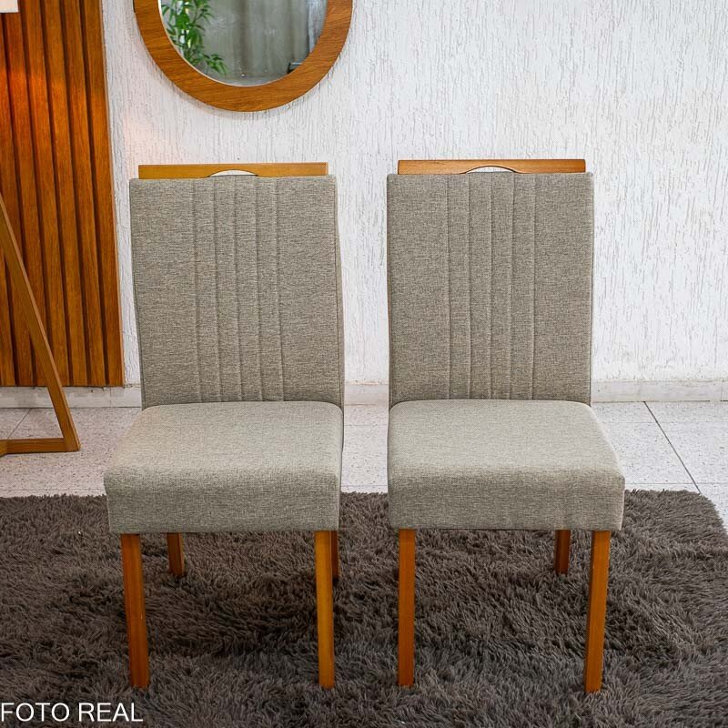 2 Cadeiras Atlanta Linho Bege Cru Madeira Maciça Minas Plac - Entregue Montada - Imagem 4