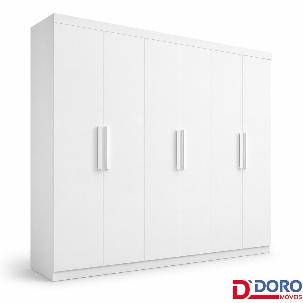 Roupeiro Casal Colibri Branco 6 Portas 6 Gavetas Larg. 2.05m - D Doro