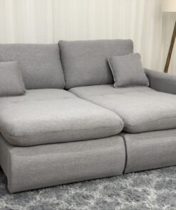 Sofá Cama Retrátil Reclinável Amaranto 2.30m Mod.100 – Cinza Linho