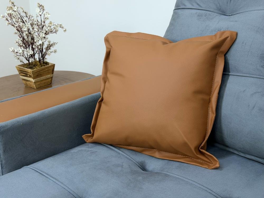Sofá Retrátil e Reclinável Apollo Molas Ensacadas 2.30m – Cinza Veludo /Courino Marrom - Imagem 3