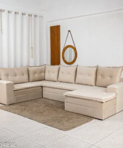 Sofá de Canto Atalanta 3.20m C/Chaise Lado Esquerdo Veludo