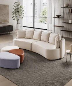 Sofá Orgânico Madero em Linho ou Corino 6 Lugares 298cm Luxury