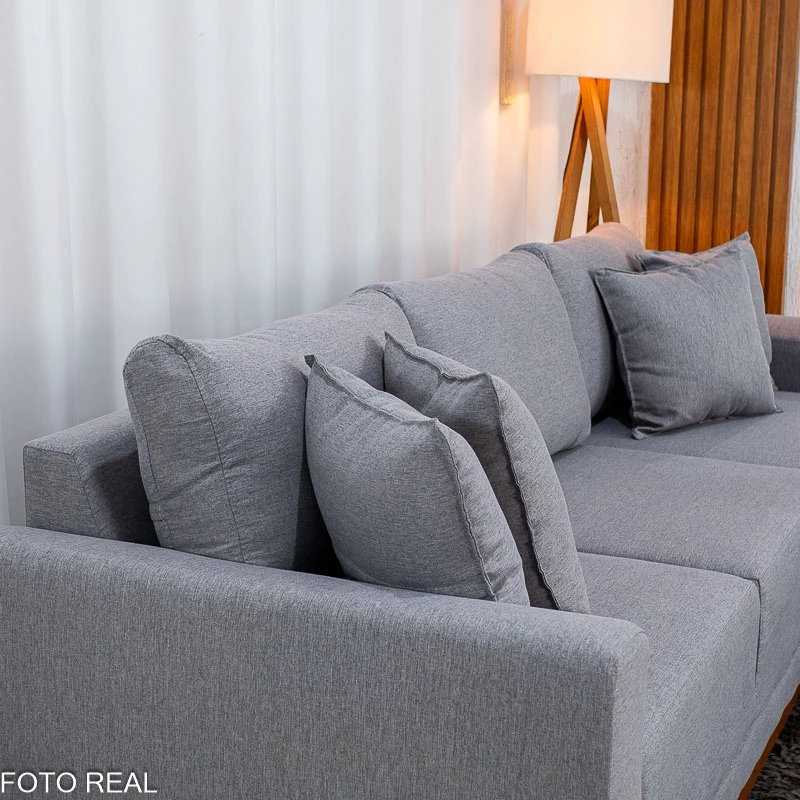 Sofá 3 Lugares C/ Chaise Armênia 2.50m Linho Cinza - Imagem 3
