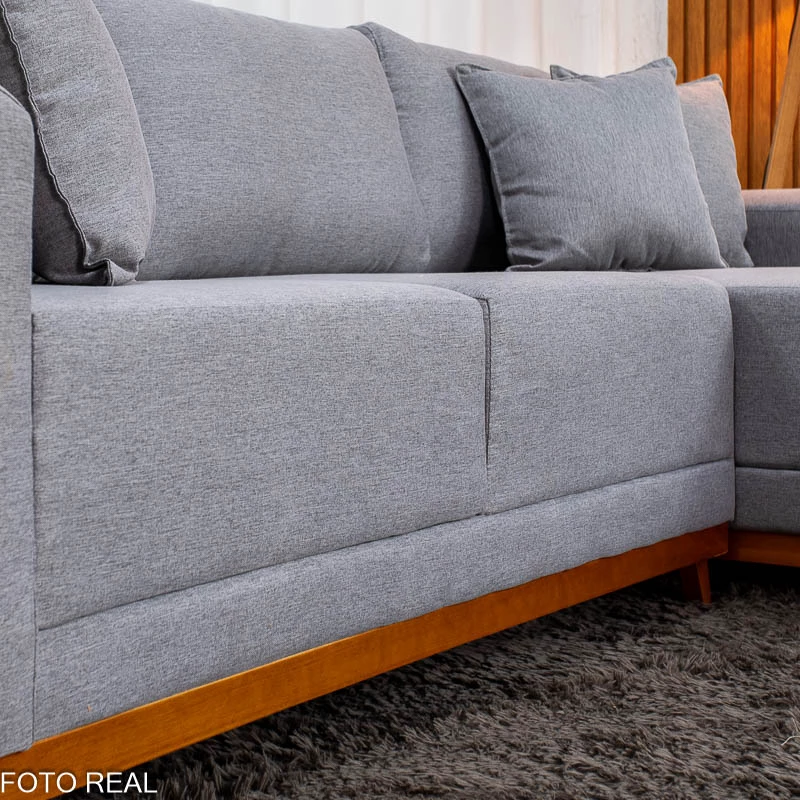Sofá 3 Lugares C/ Chaise Armênia 2.50m Linho Cinza - Imagem 6
