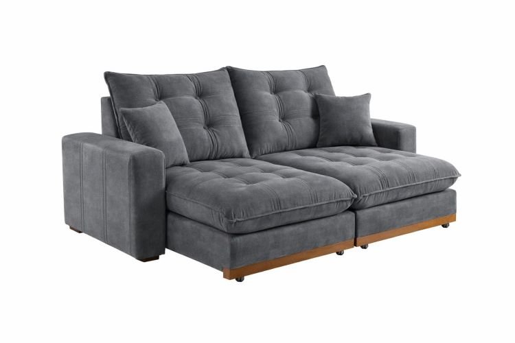 Estofado Retratil Reclinavel Ruah 250 2x100 + Braco 25cm Linha Rubi Veludo DVitrini