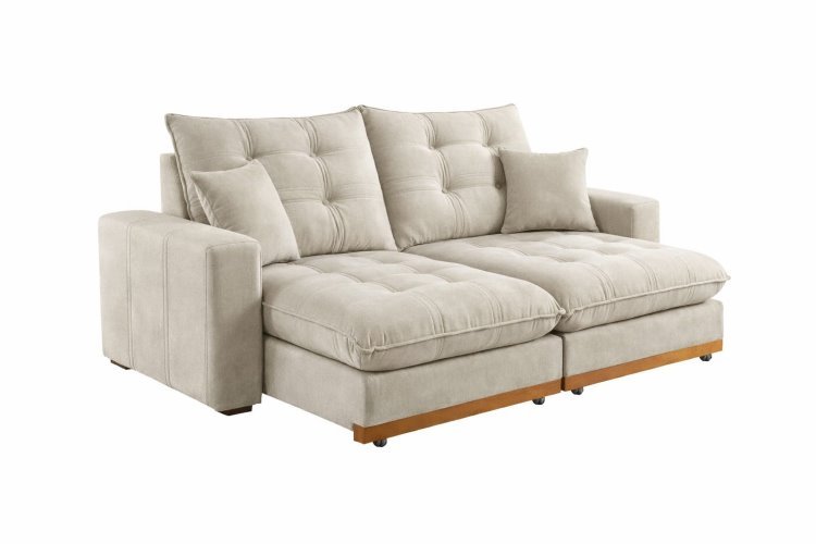 Estofado Retratil Reclinavel Ruah 250 2x100 + Braco 25cm Linha Rubi Veludo DVitrini - Imagem 4