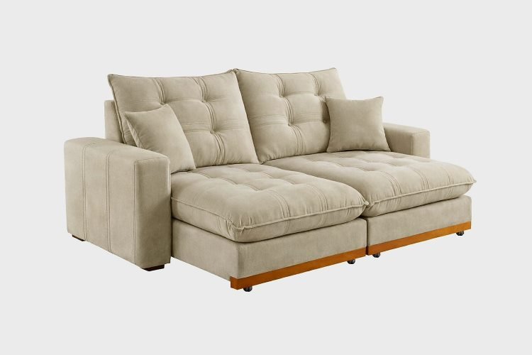 Estofado Retratil Reclinavel Ruah 250 2x100 + Braco 25cm Linha Rubi Veludo DVitrini - Imagem 3