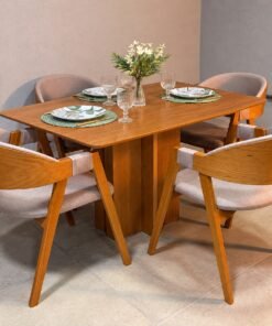 Conjunto Mesa Salinas 1,20m Cinamomo Tampo Londres + 4 Cadeiras Luna