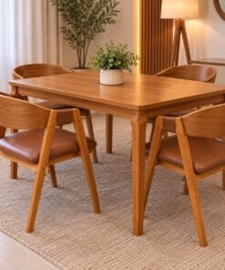 Conjunto Mesa Alegra 1,20m x 0,80m Cinamomo + 4 Cadeiras Luna Courino